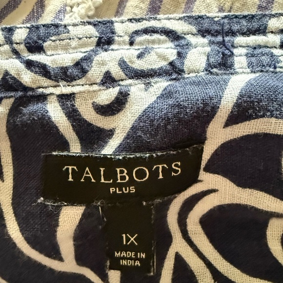 Talbots Navy and White Floral Plus sized Women's Top - Picture 7 of 8